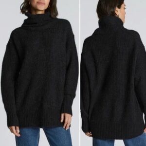 Everlane The Alpaca Oversized Turtleneck Sweater XS Heather Black